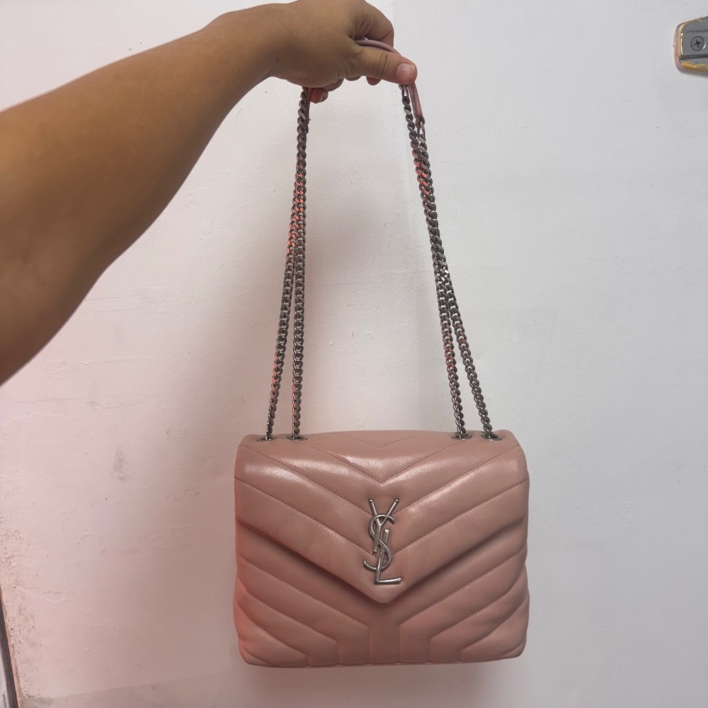 Saint Laurent Loulou Medium Blush Pink Chevron Bag — Dust Bag Included